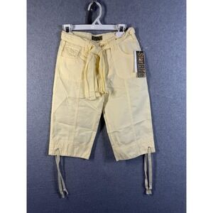 Star Ride Capri Pants Girls 6X Yellow Belted Cargo Pockets Drawstring Summer